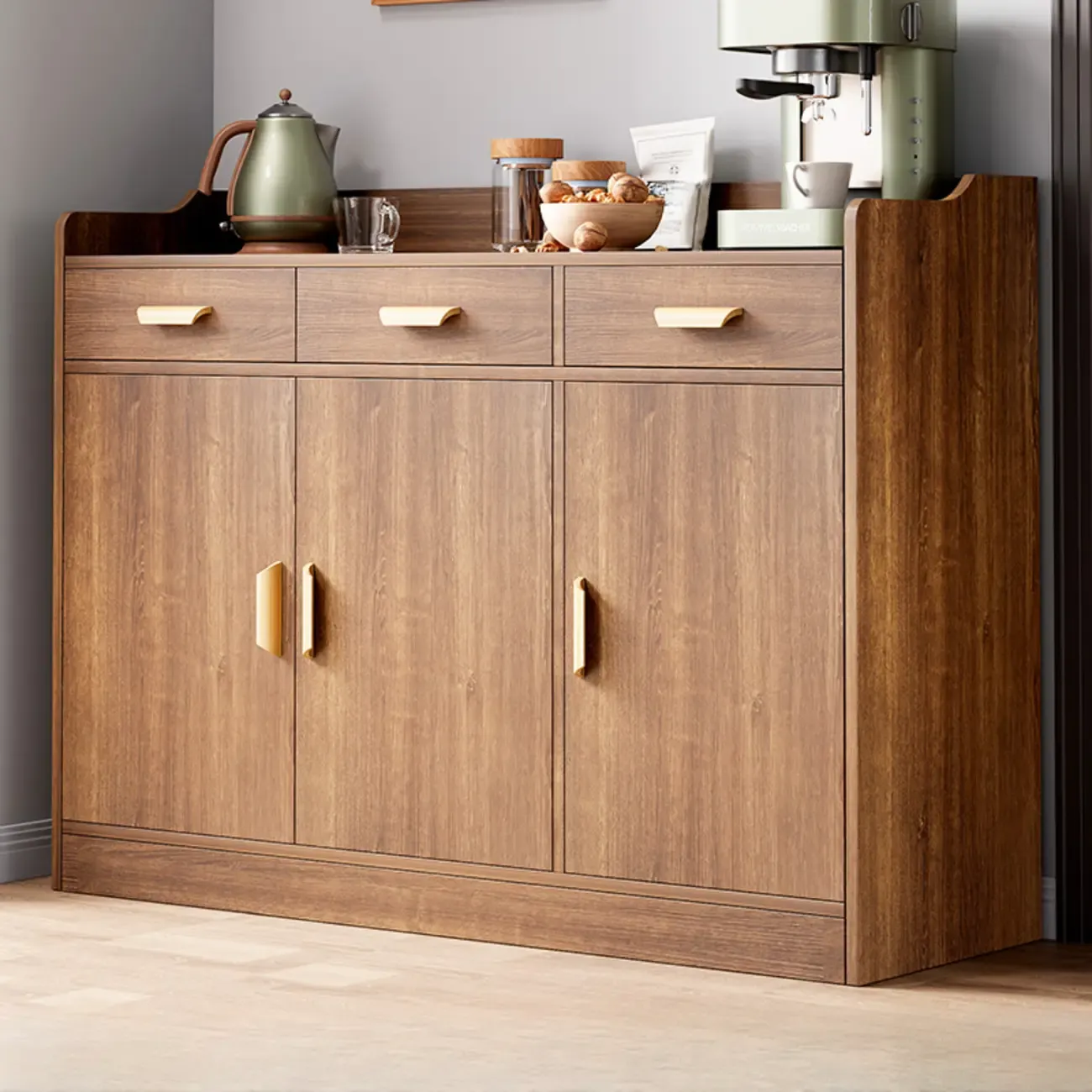 Elegant Wooden Freestanding Storage Cabinet with Drawers Image - 13