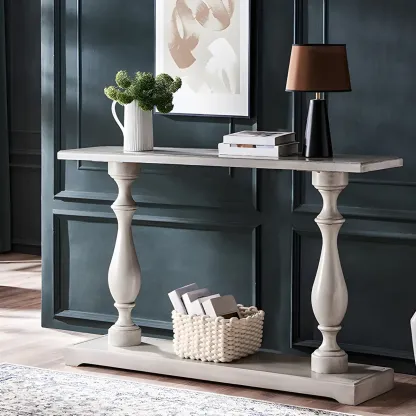 Rustic Wooden Console Table with Grey Tall Design Image - 1