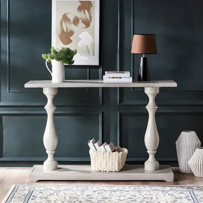 Rustic Wooden Console Table with Grey Tall Design Image - 3