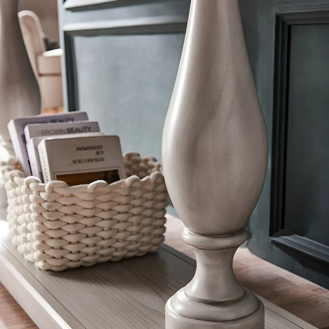 Rustic Wooden Console Table with Grey Tall Design Image - 8