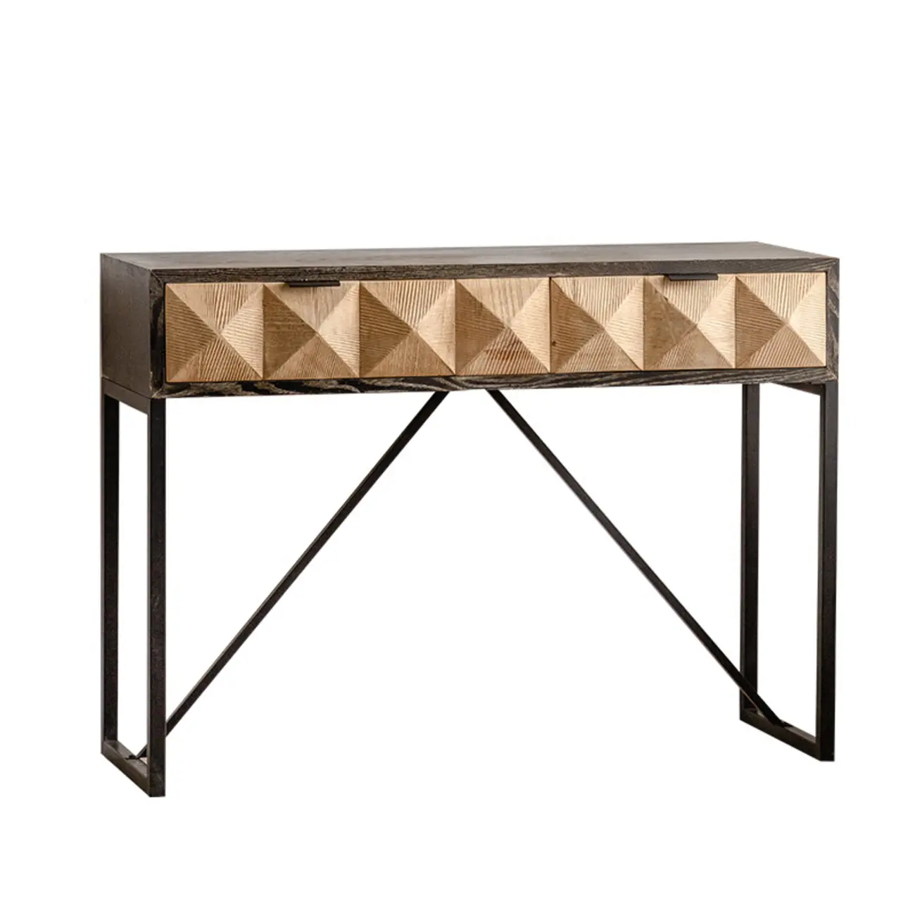 Rustic Wooden Console Table with Drawers and Trims Image - 2 | homeyfad