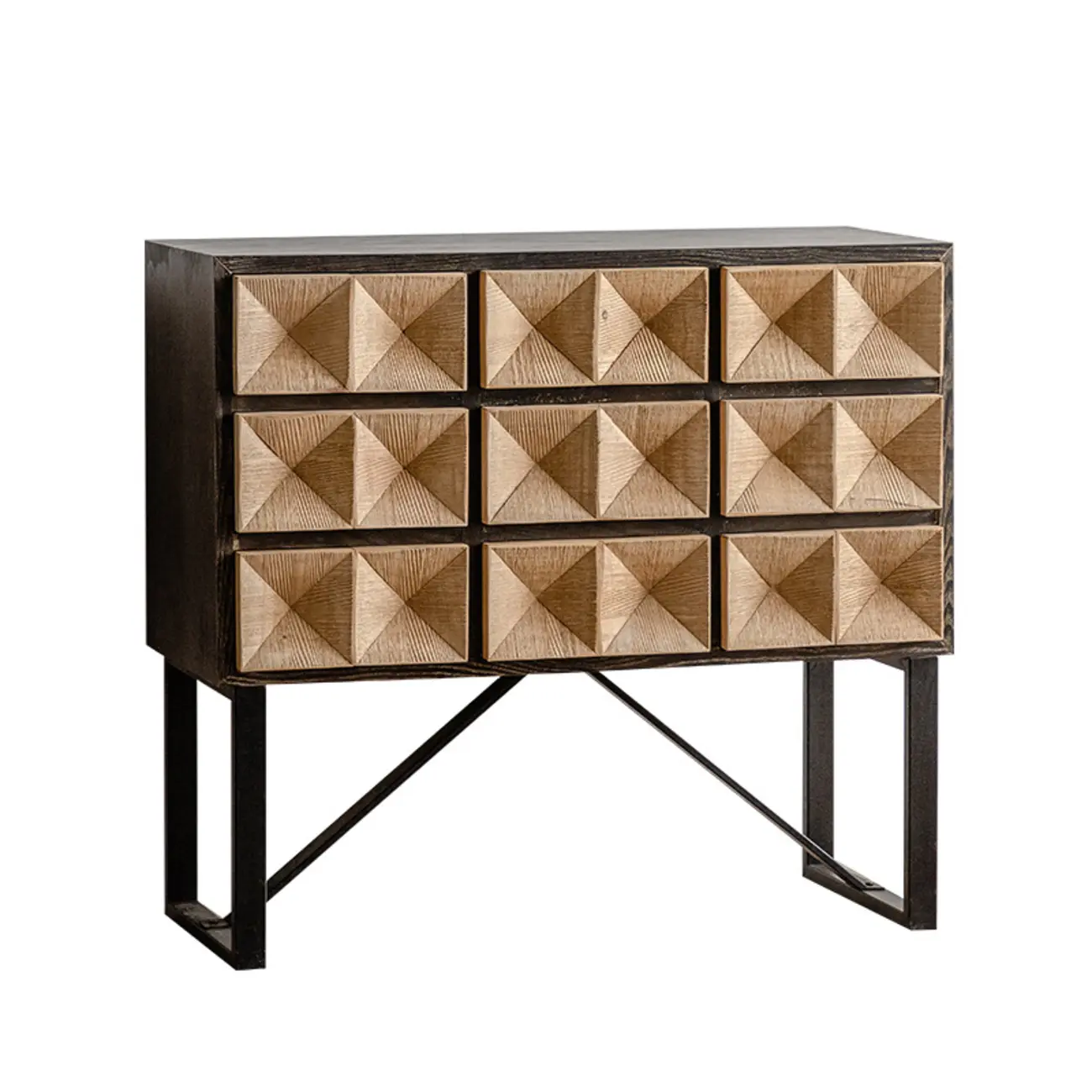 Rustic Wooden Console Table with Drawers and Trims Image - 5 | homeyfad