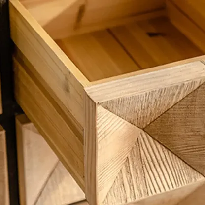 Rustic Wooden Console Table with Drawers and Trims Image - 10