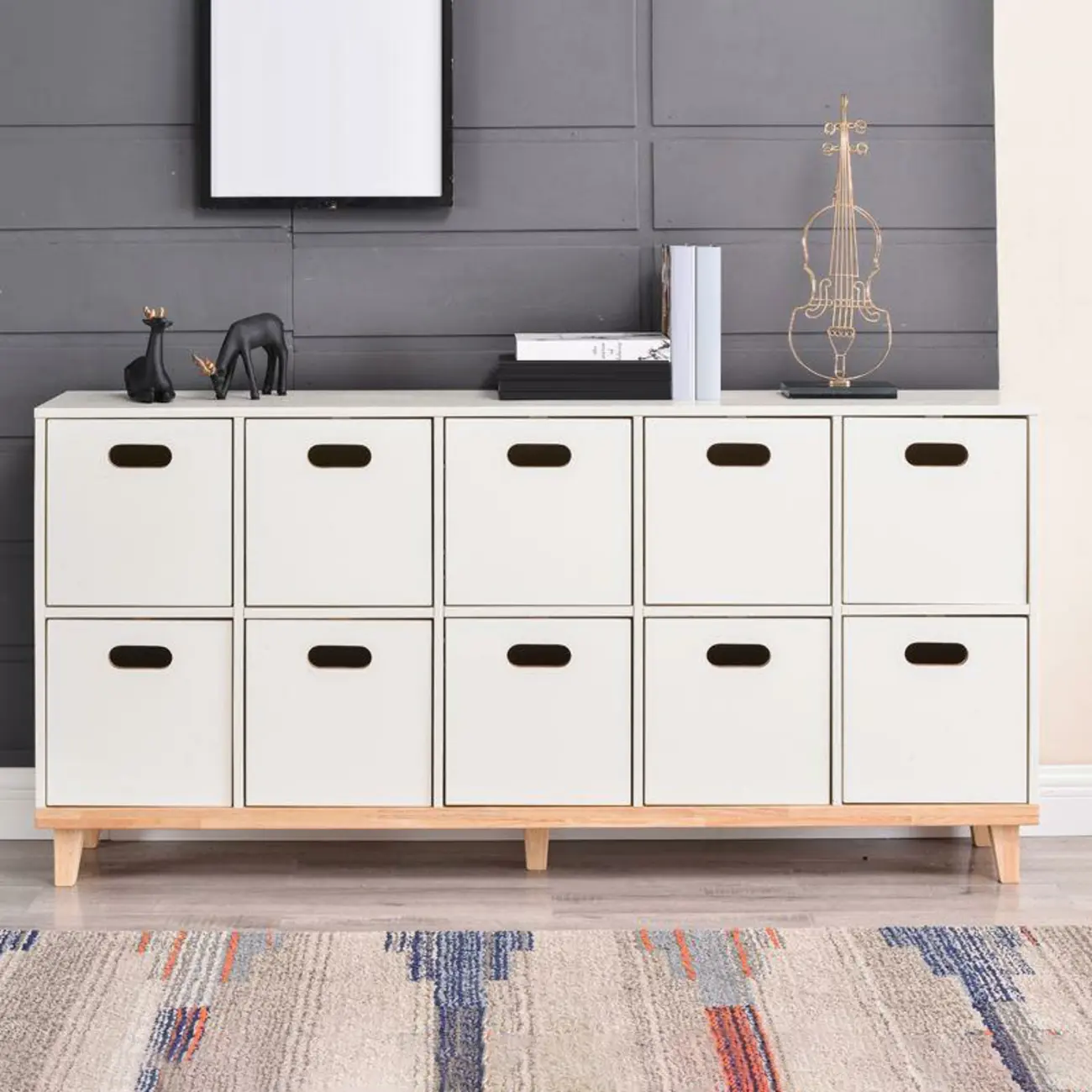 4/6/8/10 Door Solid Wood Storage Cabinet for Utility Rooms Image - 1 | homeyfad