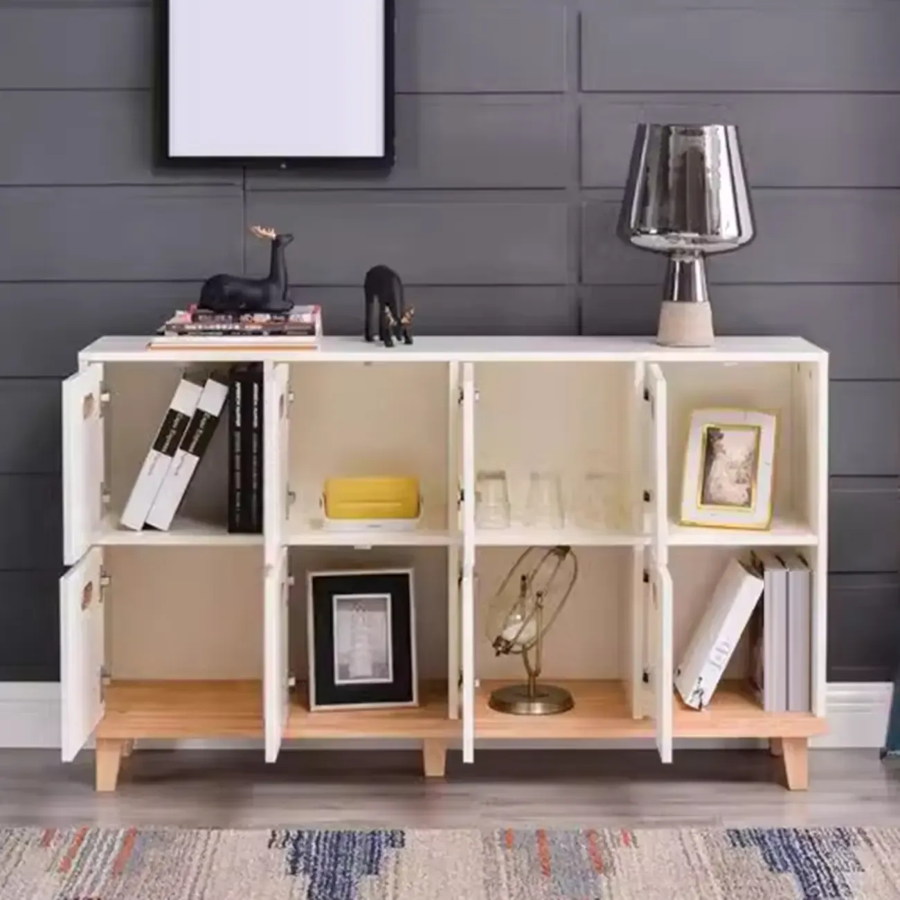 4/6/8/10 Door Solid Wood Storage Cabinet for Utility Rooms Image - 2