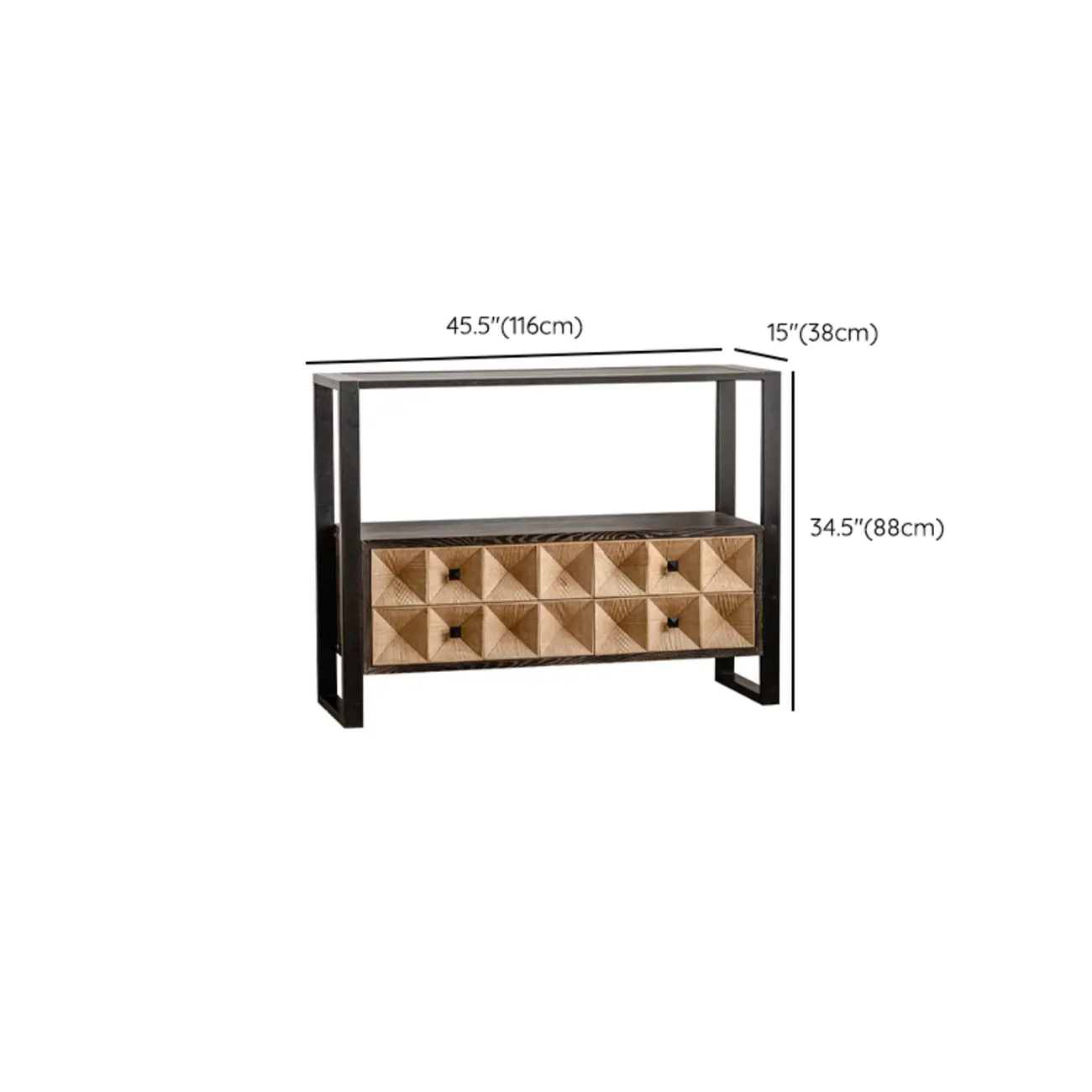 Rustic Wooden Console Table with Drawers and Trims Image - 14 | homeyfad