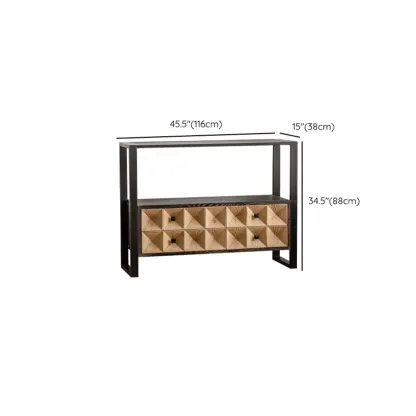 Rustic Wooden Console Table with Drawers and Trims Image - 14