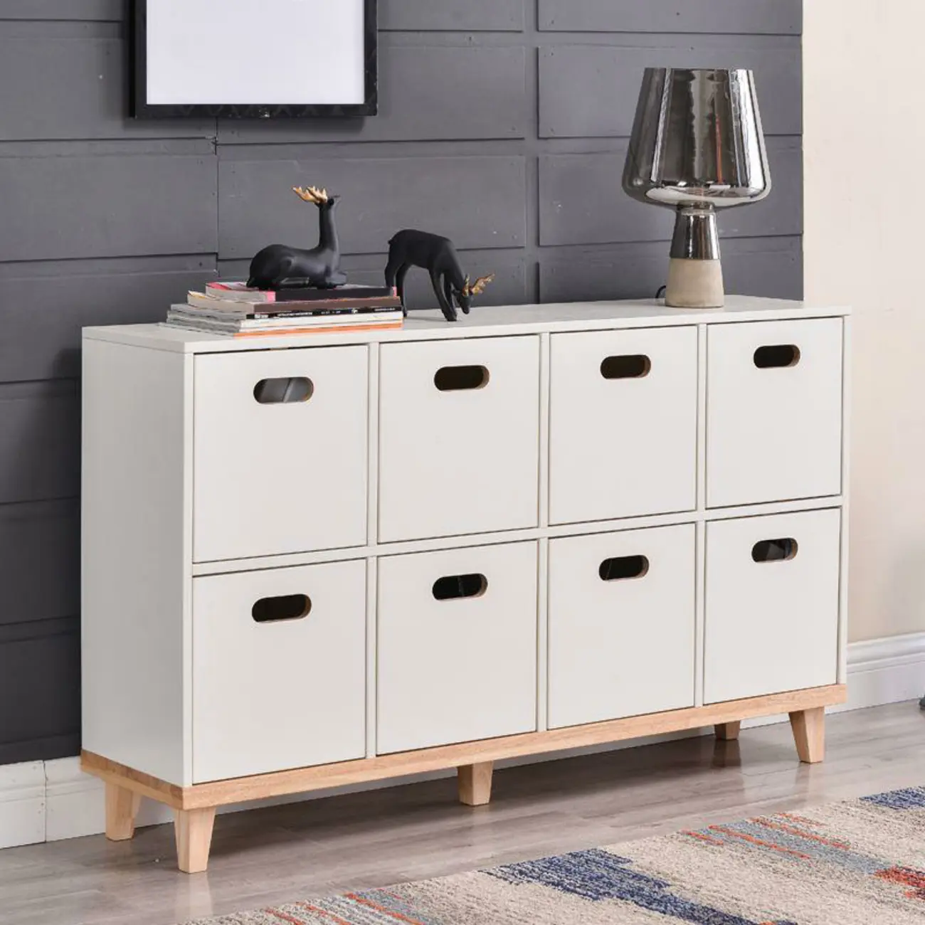 4/6/8/10 Door Solid Wood Storage Cabinet for Utility Rooms Image - 5 | homeyfad