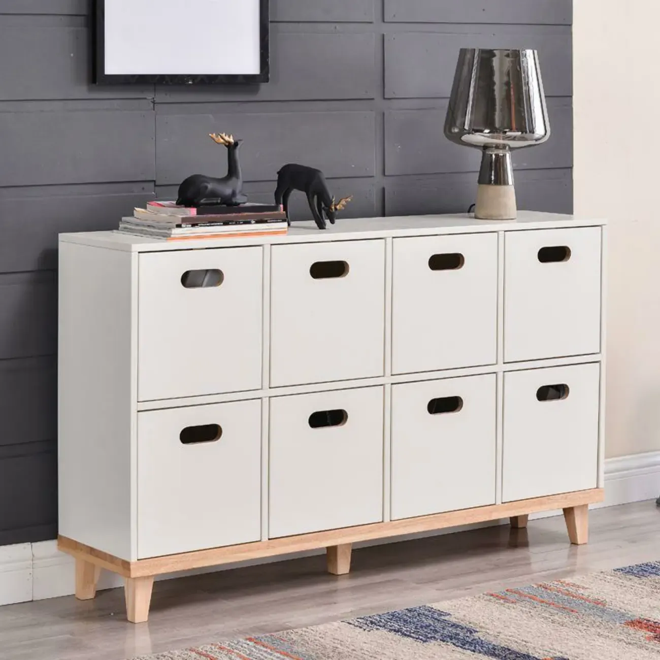 4/6/8/10 Door Solid Wood Storage Cabinet for Utility Rooms Image - 5