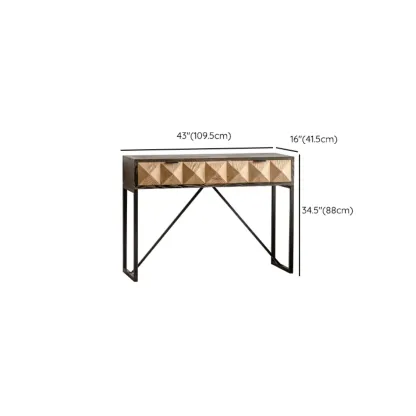 Rustic Wooden Console Table with Drawers and Trims Image - 15