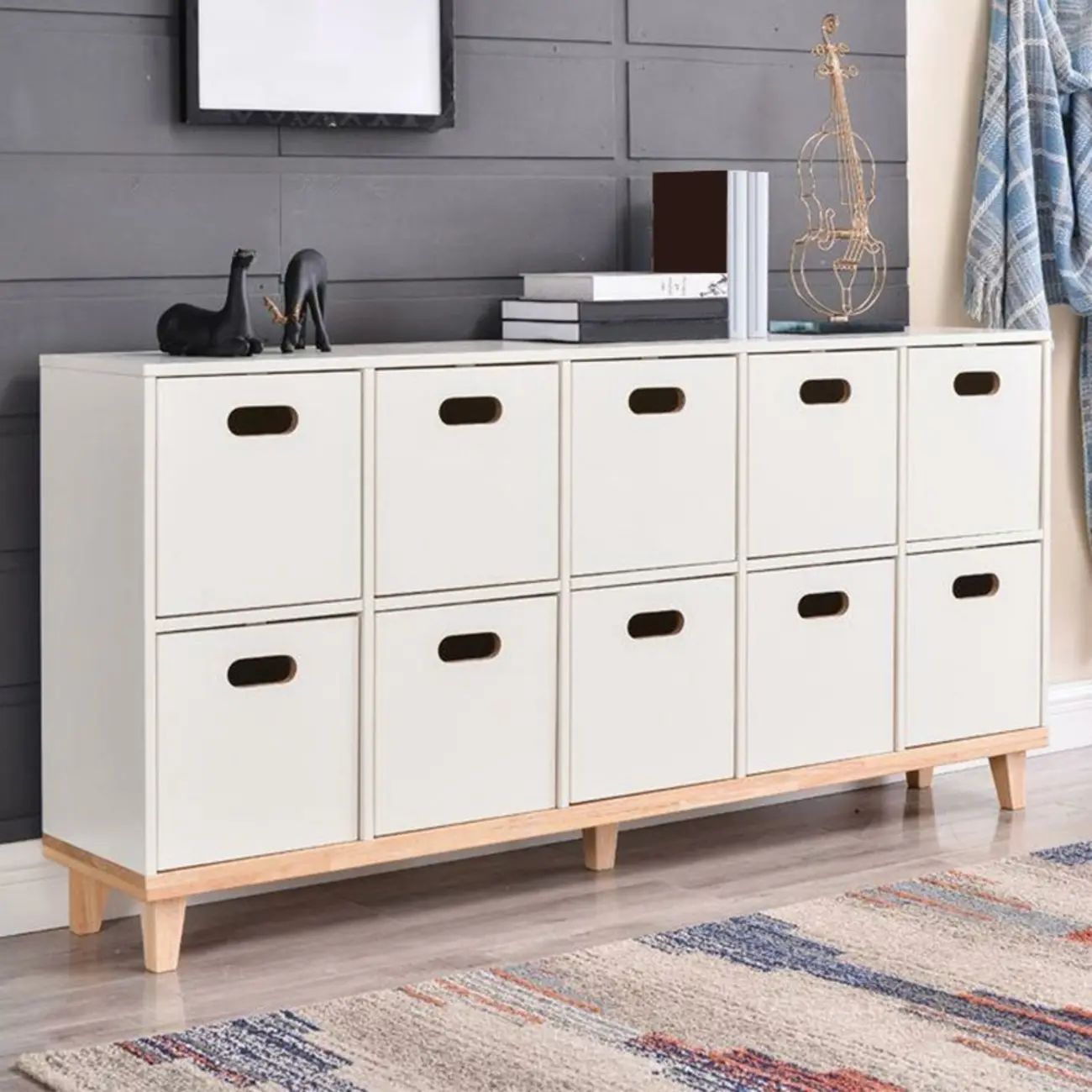 4/6/8/10 Door Solid Wood Storage Cabinet for Utility Rooms Image - 6 | homeyfad