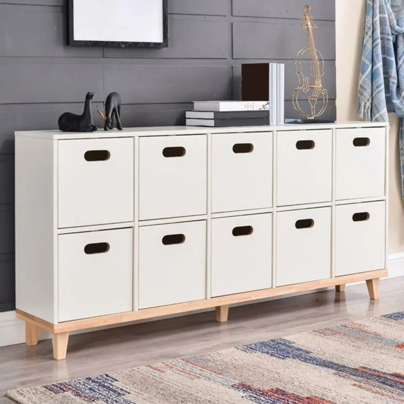 4/6/8/10 Door Solid Wood Storage Cabinet for Utility Rooms Image - 6