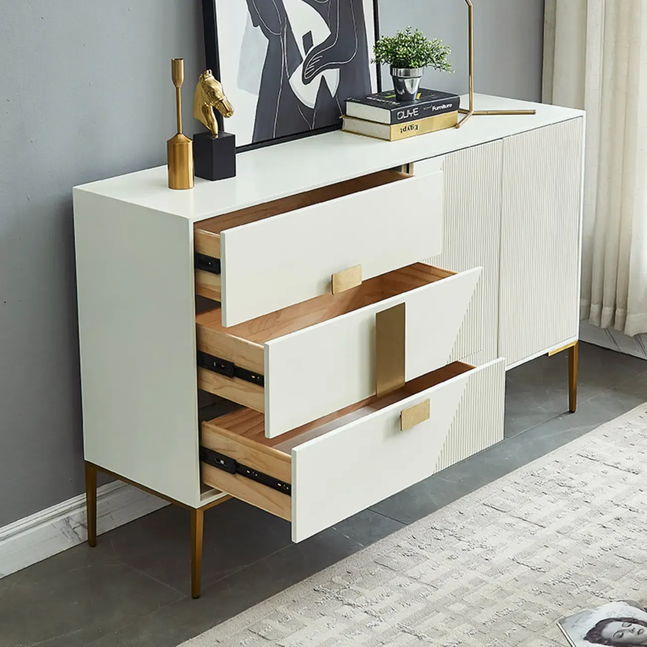 Modern Wooden Accent Cabinet for Living Room, Free Standing Image - 2