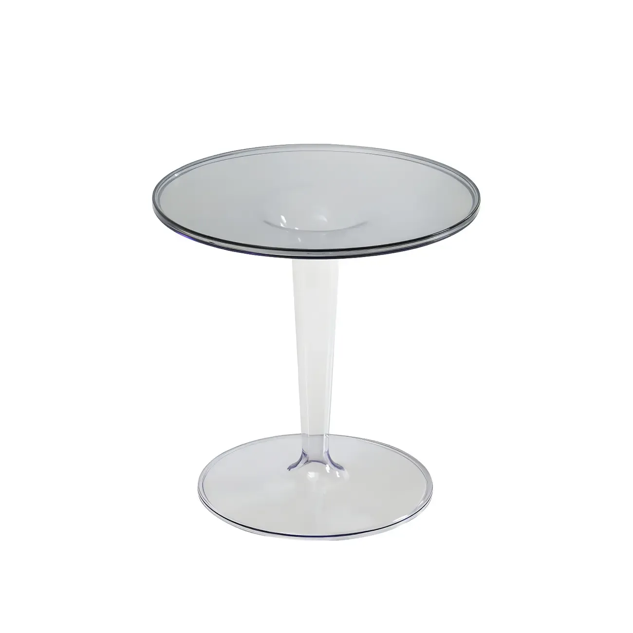 Minimalist Round White Acrylic Side Table for Living Room Image - 4