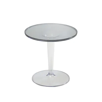 Minimalist Round White Acrylic Side Table for Living Room Image - 4