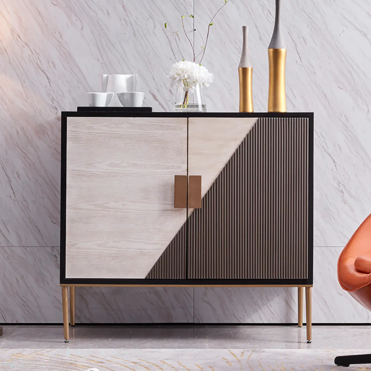 Modern Wooden Accent Cabinet for Living Room, Free Standing Image - 4 | homeyfad