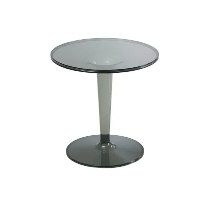 Minimalist Round White Acrylic Side Table for Living Room Image - 11