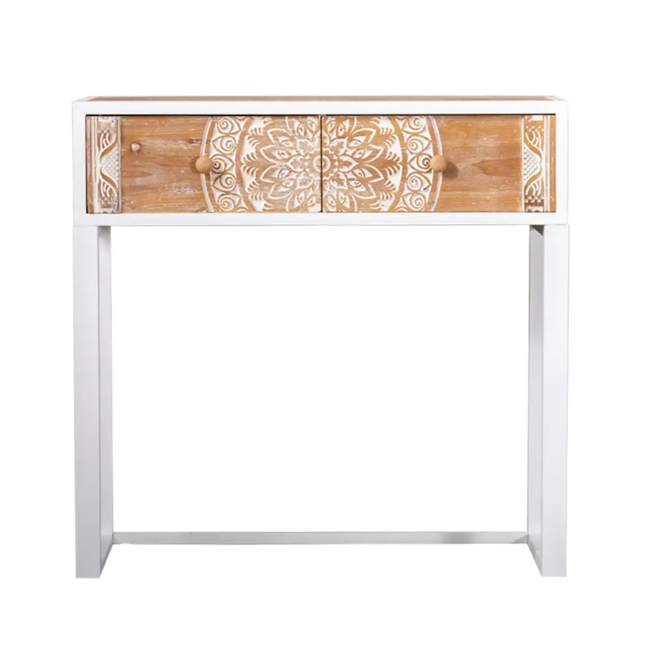 Vintage Wooden Console Table with Drawers and Trestle Base Image - 3