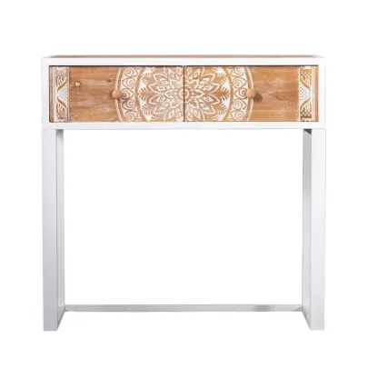 Vintage Wooden Console Table with Drawers and Trestle Base Image - 3