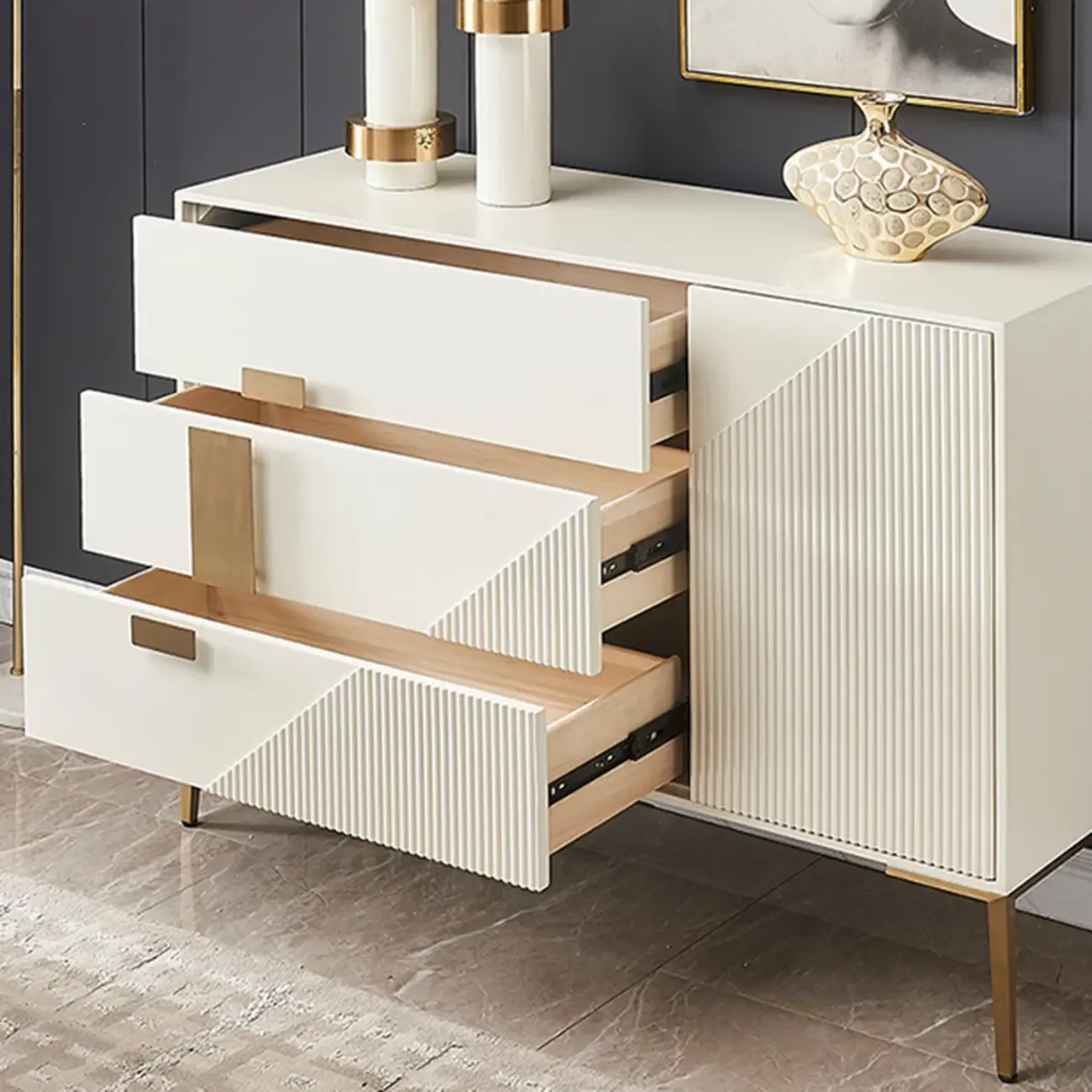 Modern Wooden Accent Cabinet for Living Room, Free Standing Image - 15