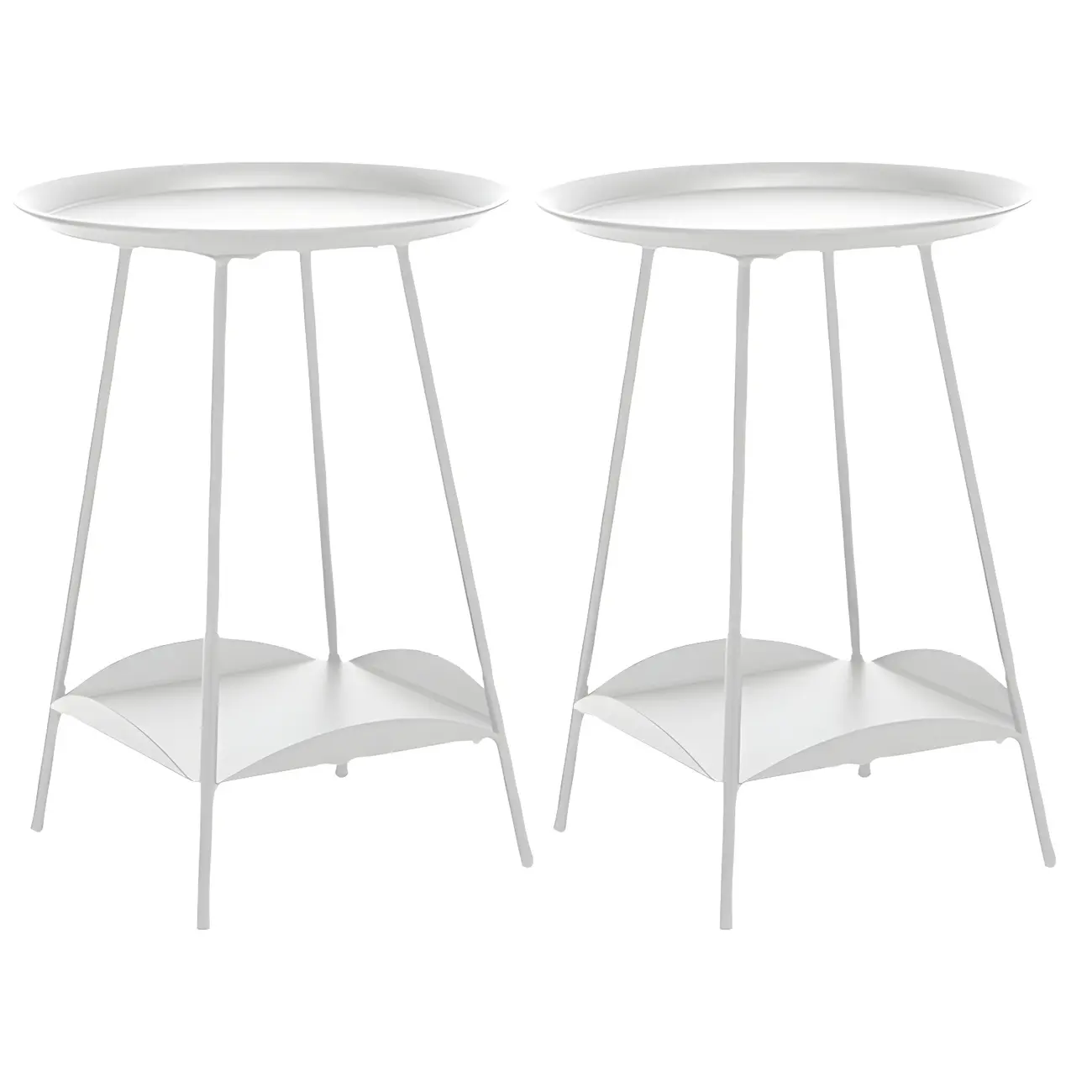 2-Tier Black Metal Side Table with Tray Top and Storage Image - 4 | homeyfad