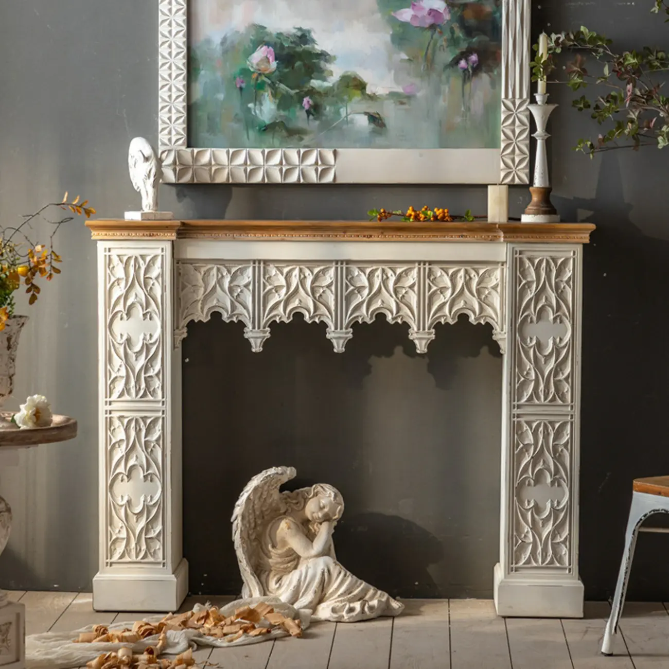 French Country Carved Wood Console Table Image - 1 | homeyfad