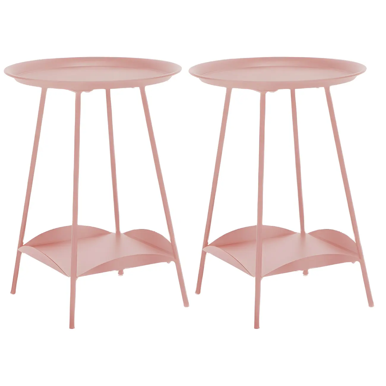 2-Tier Black Metal Side Table with Tray Top and Storage Image - 6 | homeyfad