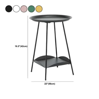 2-Tier Black Metal Side Table with Tray Top and Storage #size