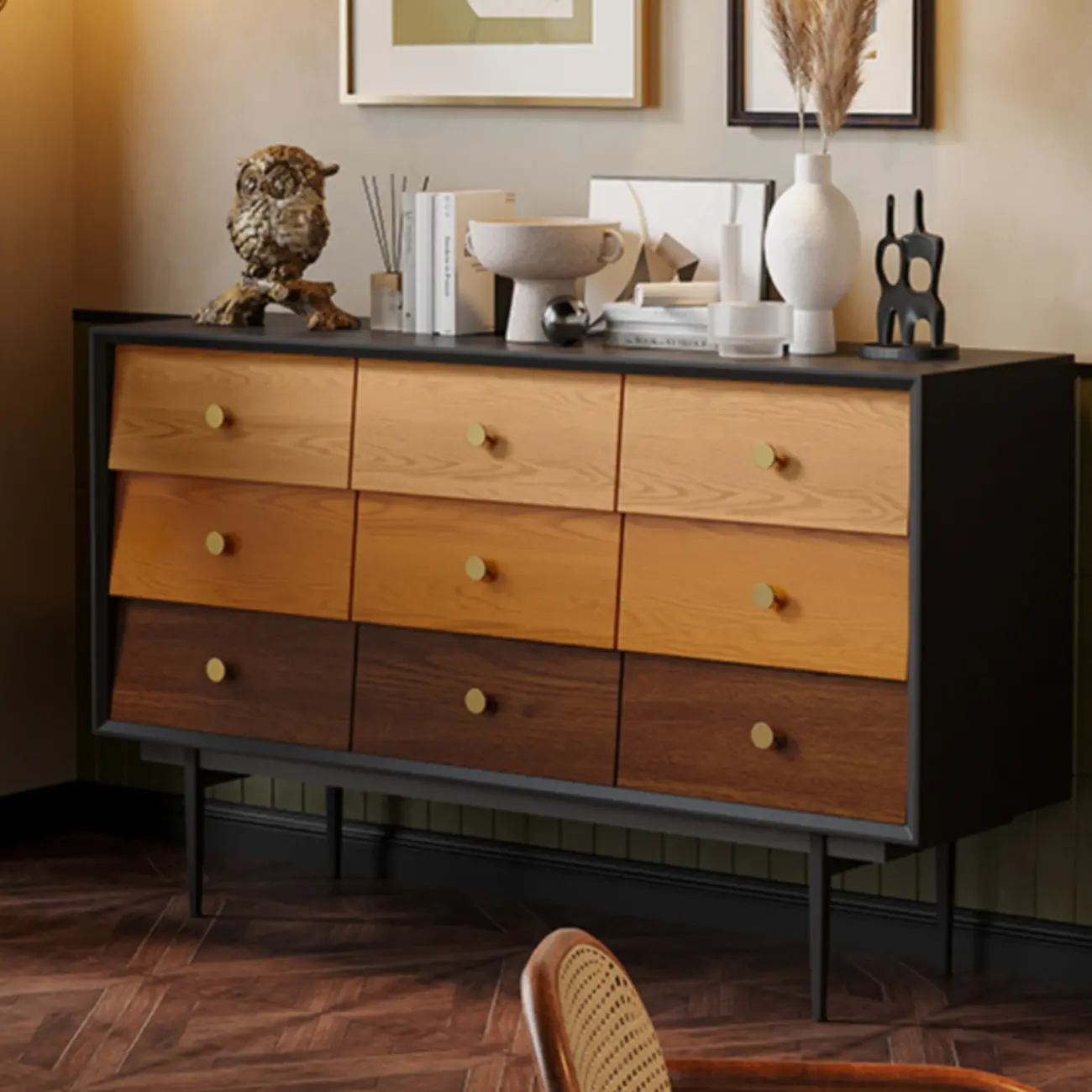 Modern Wooden Storage Cabinet with Drawers in Retro Style Image - 1 | homeyfad