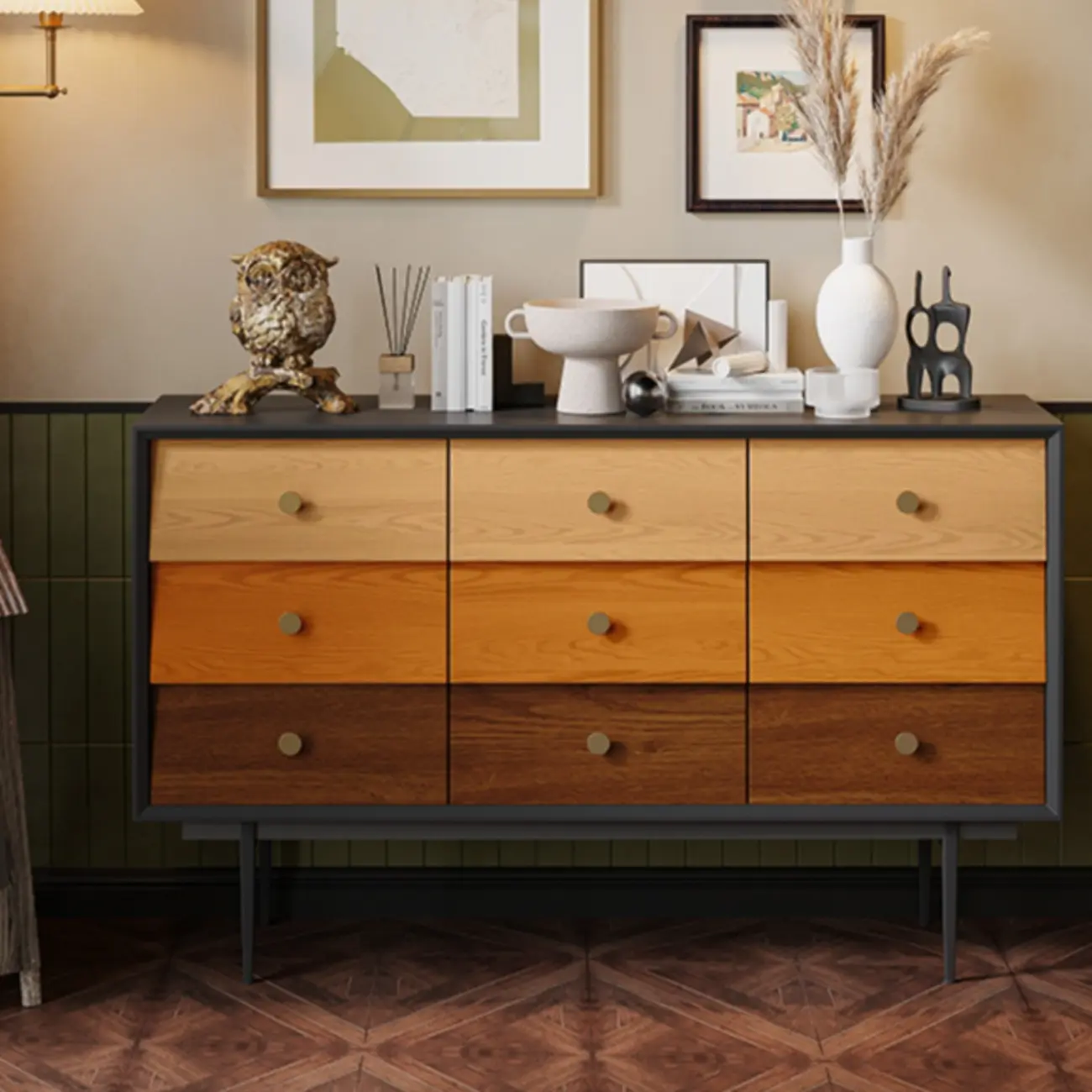 Modern Wooden Storage Cabinet with Drawers in Retro Style Image - 2 | homeyfad