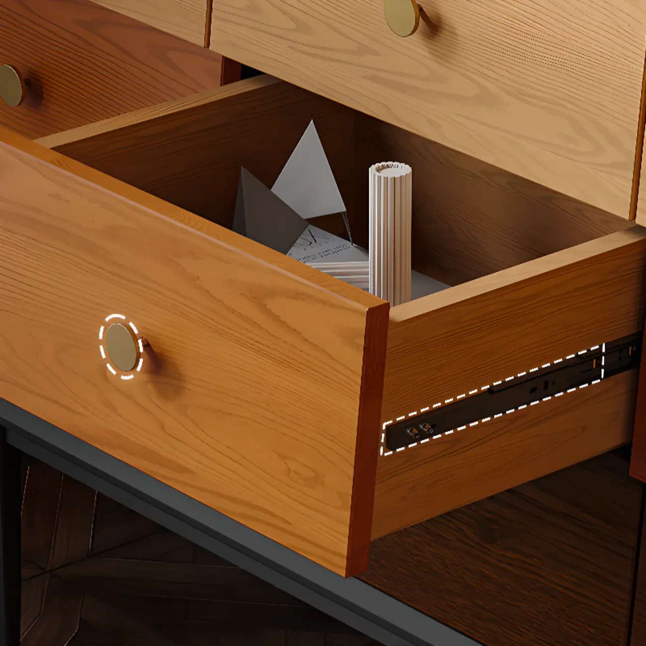 Modern Wooden Storage Cabinet with Drawers in Retro Style Image - 8 | homeyfad