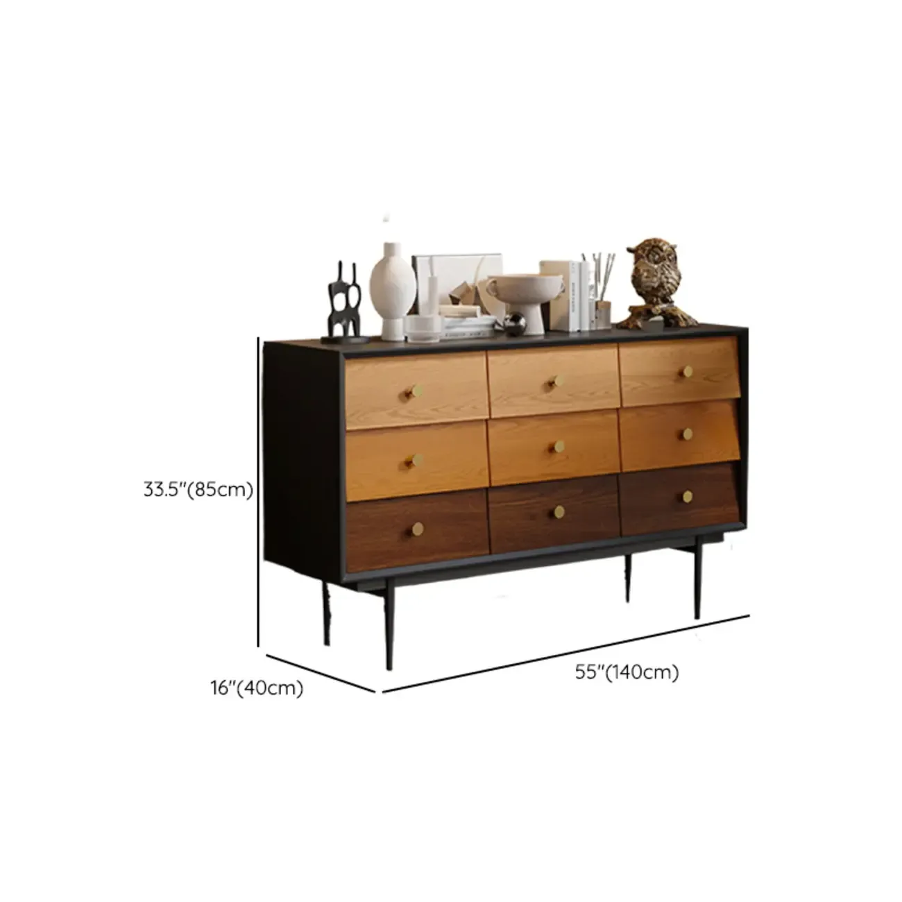 Modern Wooden Storage Cabinet with Drawers in Retro Style Image - 13