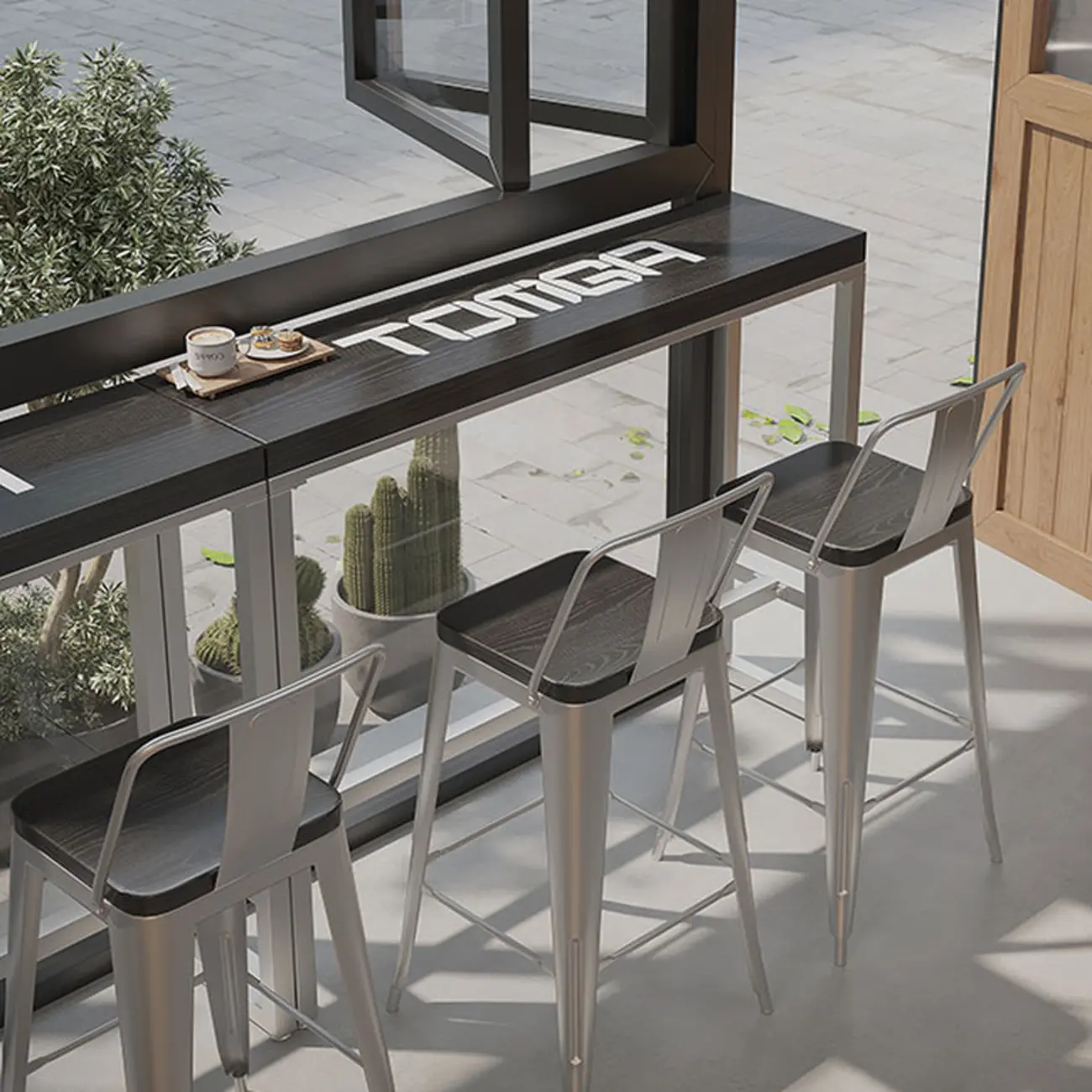 Steampunk Midnight Black Bar Table Set with Backless Stools Image - 1 | homeyfad