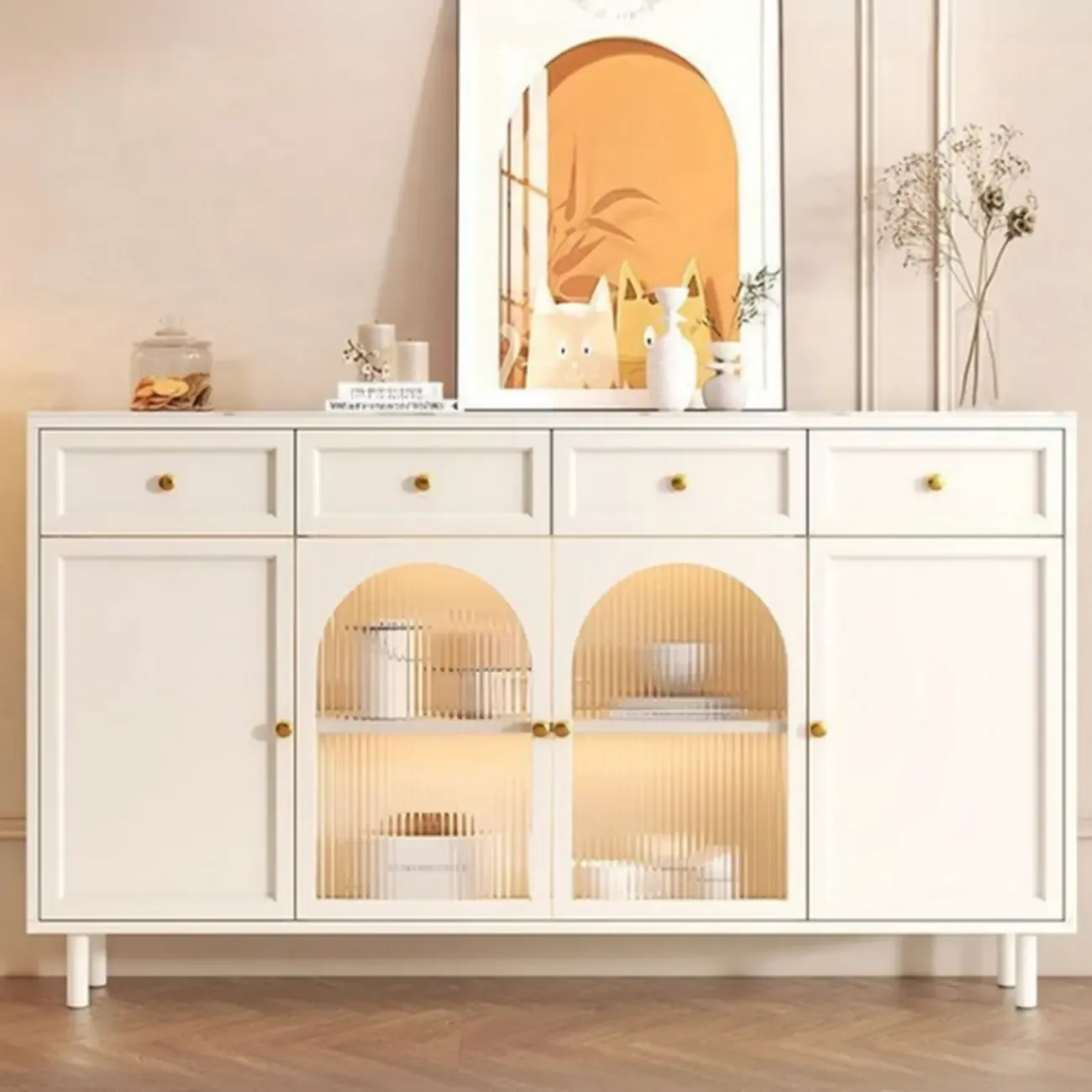 Scandinavian Wooden Kitchen Cabinet with Stone Counter Top Image - 1