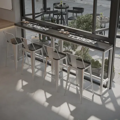 Steampunk Midnight Black Bar Table Set with Backless Stools Image - 3