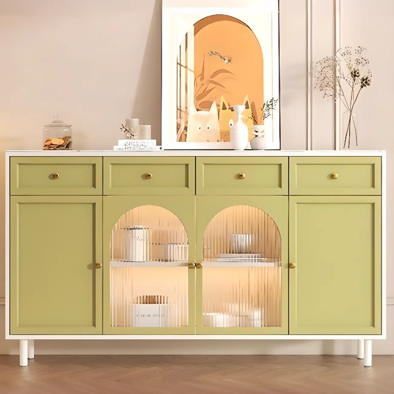 Scandinavian Wooden Kitchen Cabinet with Stone Counter Top Image - 2 | homeyfad