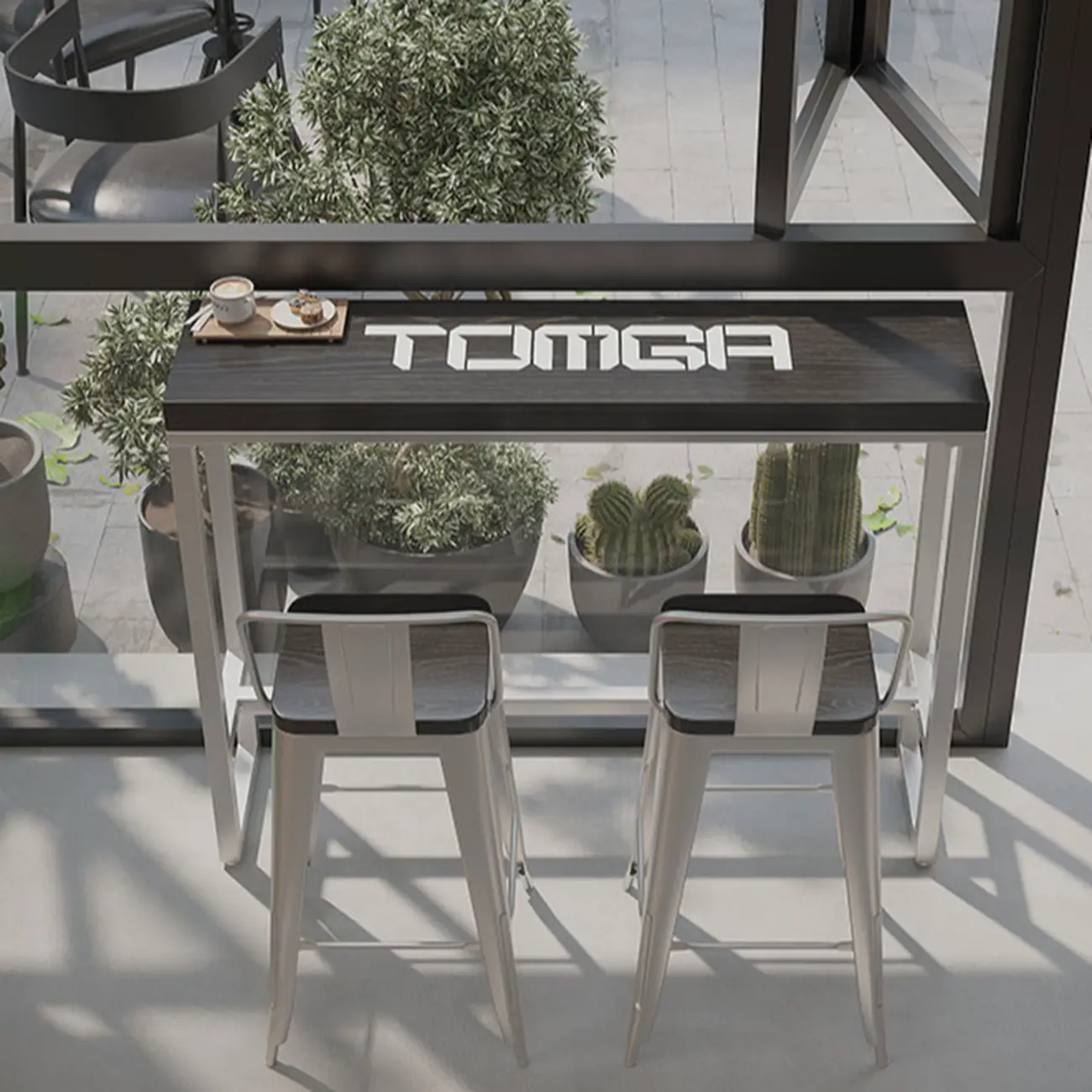 Steampunk Midnight Black Bar Table Set with Backless Stools Image - 4 | homeyfad