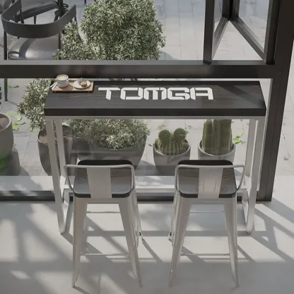 Steampunk Midnight Black Bar Table Set with Backless Stools Image - 4