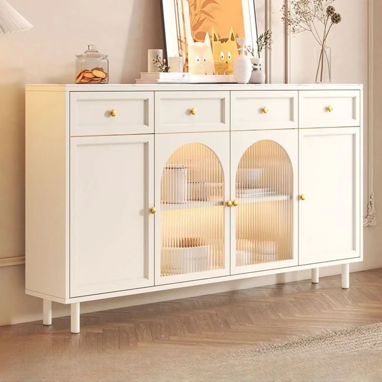 Scandinavian Wooden Kitchen Cabinet with Stone Counter Top Image - 4 | homeyfad