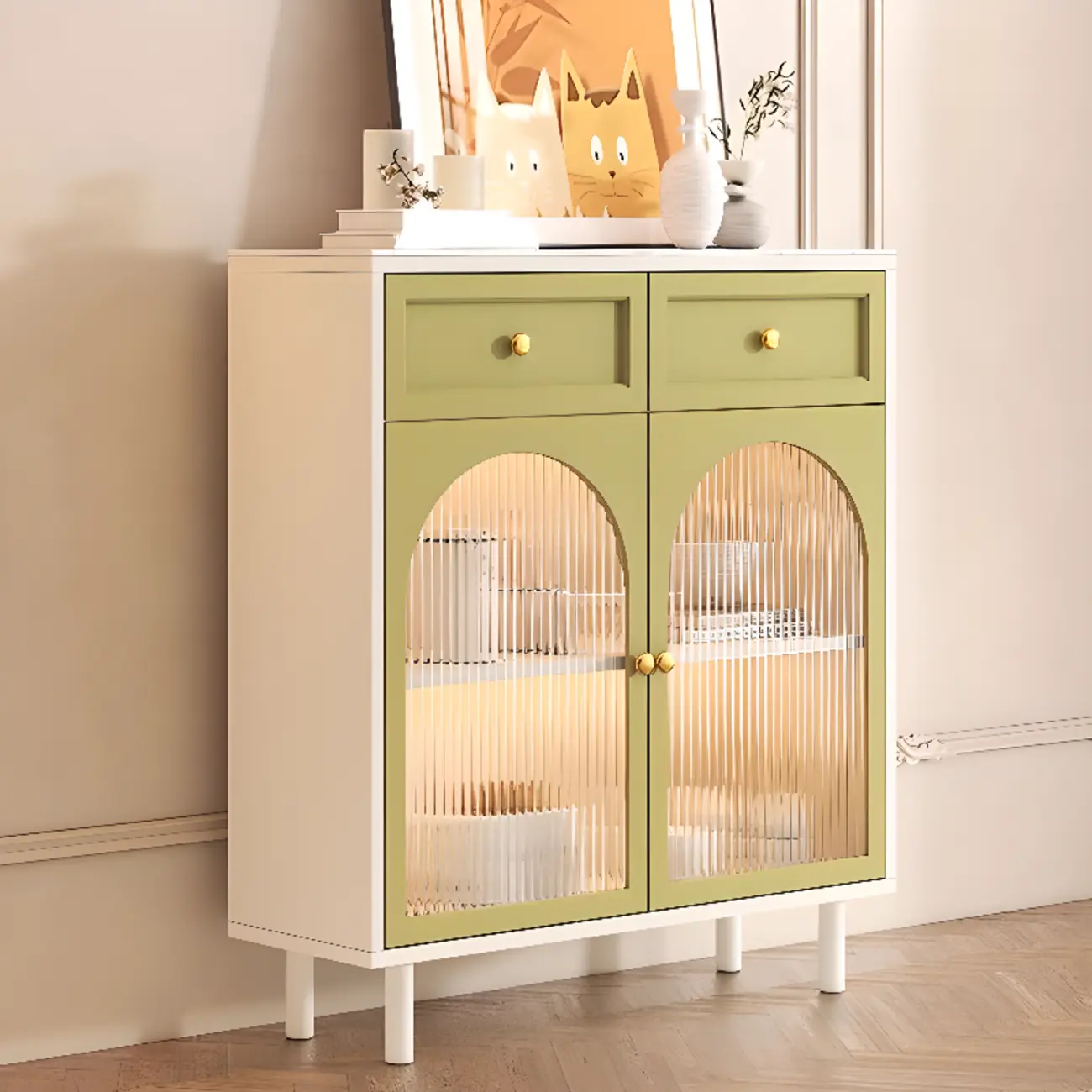 Scandinavian Wooden Kitchen Cabinet with Stone Counter Top Image - 8 | homeyfad