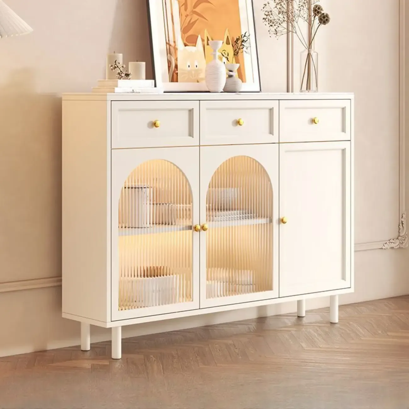 Scandinavian Wooden Kitchen Cabinet with Stone Counter Top Image - 9