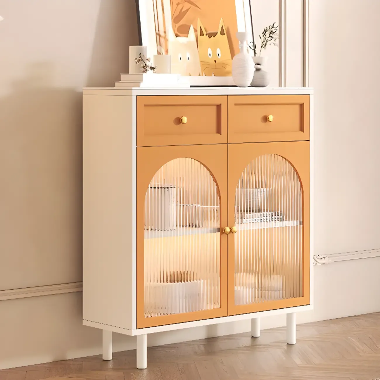 Scandinavian Wooden Kitchen Cabinet with Stone Counter Top Image - 10