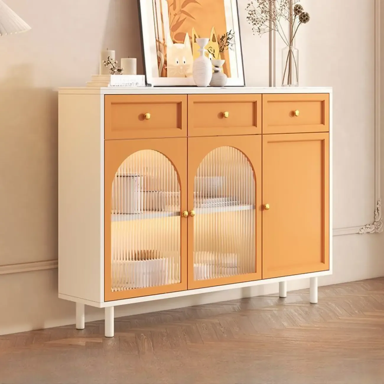 Scandinavian Wooden Kitchen Cabinet with Stone Counter Top Image - 11