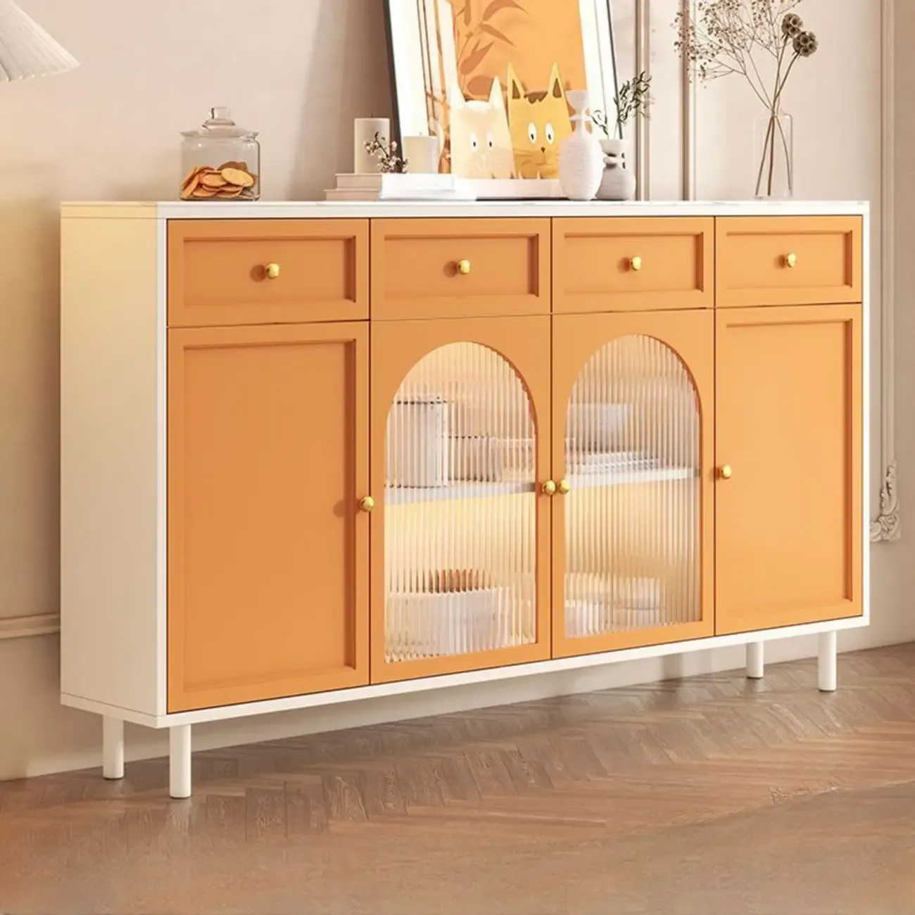 Scandinavian Wooden Kitchen Cabinet with Stone Counter Top Image - 12