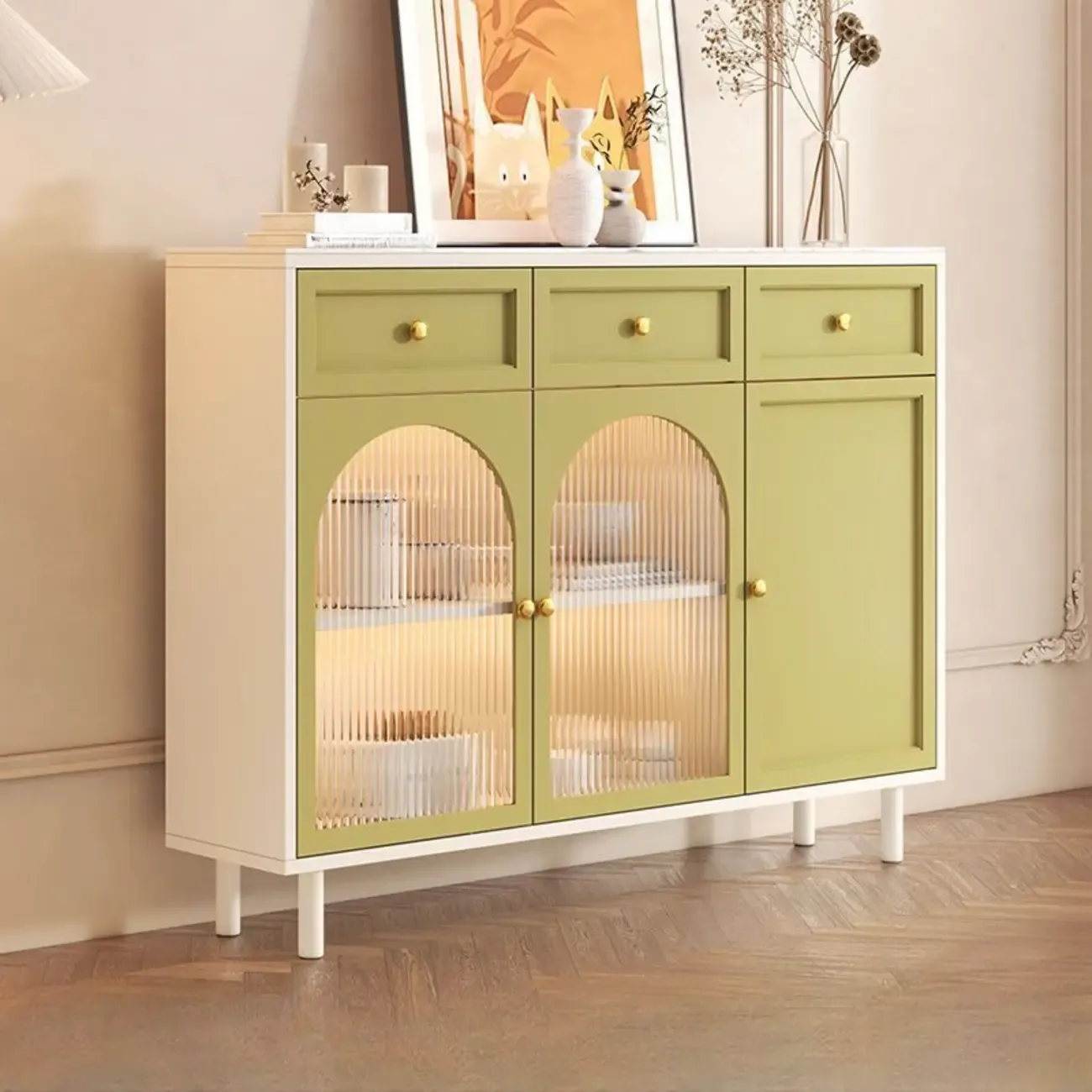 Scandinavian Wooden Kitchen Cabinet with Stone Counter Top Image - 13