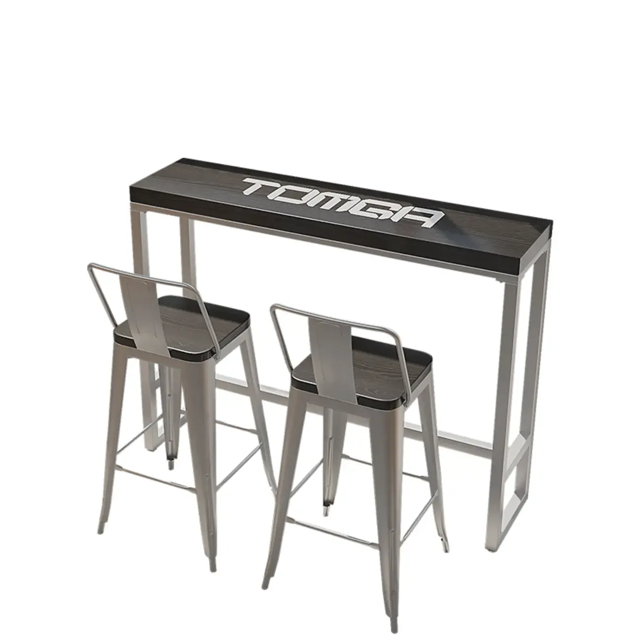 Steampunk Midnight Black Bar Table Set with Backless Stools Image - 16