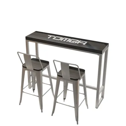 Steampunk Midnight Black Bar Table Set with Backless Stools Image - 16