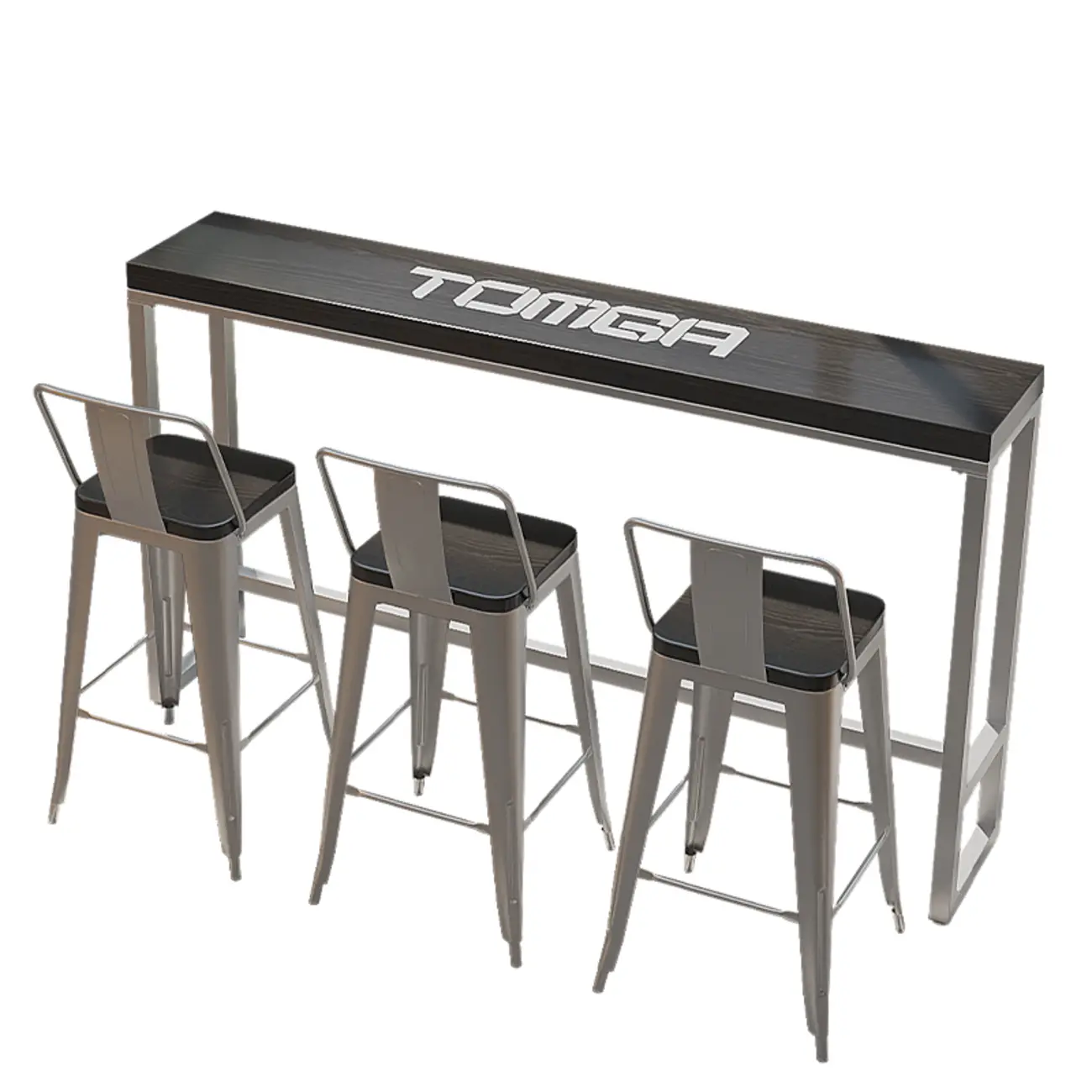 Steampunk Midnight Black Bar Table Set with Backless Stools Image - 17 | homeyfad