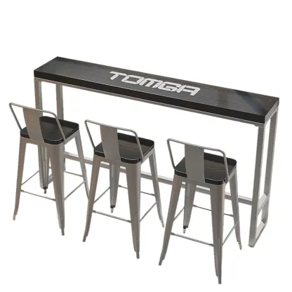 Steampunk Midnight Black Bar Table Set with Backless Stools Image - 17