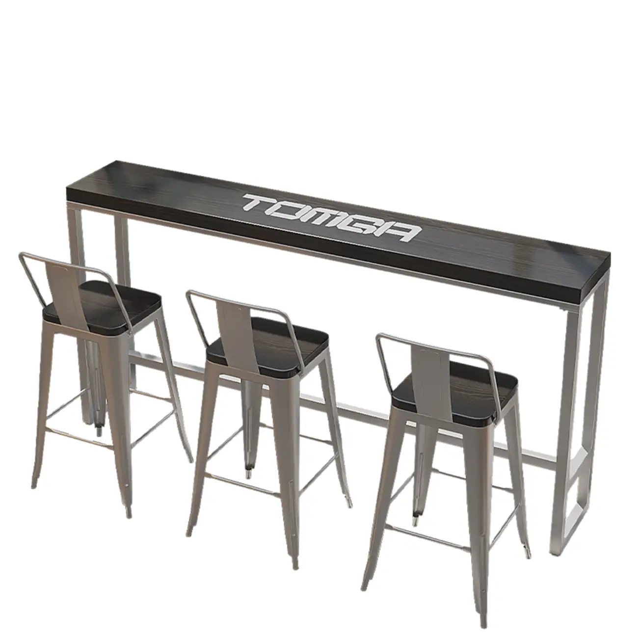 Steampunk Midnight Black Bar Table Set with Backless Stools Image - 18 | homeyfad